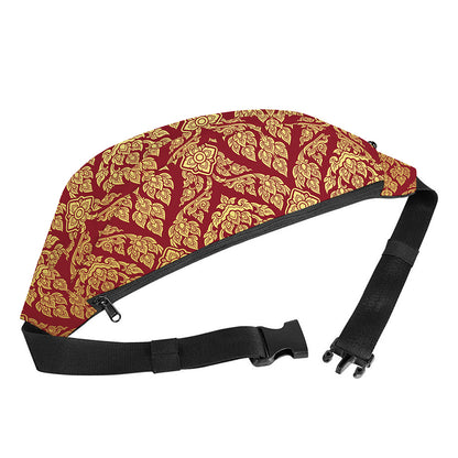 Gold And Red Thai Pattern Print Fanny Pack