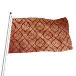 Gold And Red Thai Pattern Print Flag