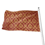 Gold And Red Thai Pattern Print Flag