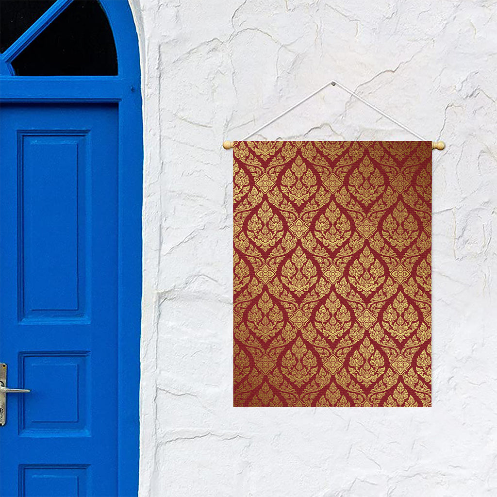 Gold And Red Thai Pattern Print Garden Flag