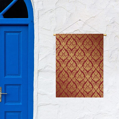 Gold And Red Thai Pattern Print Garden Flag