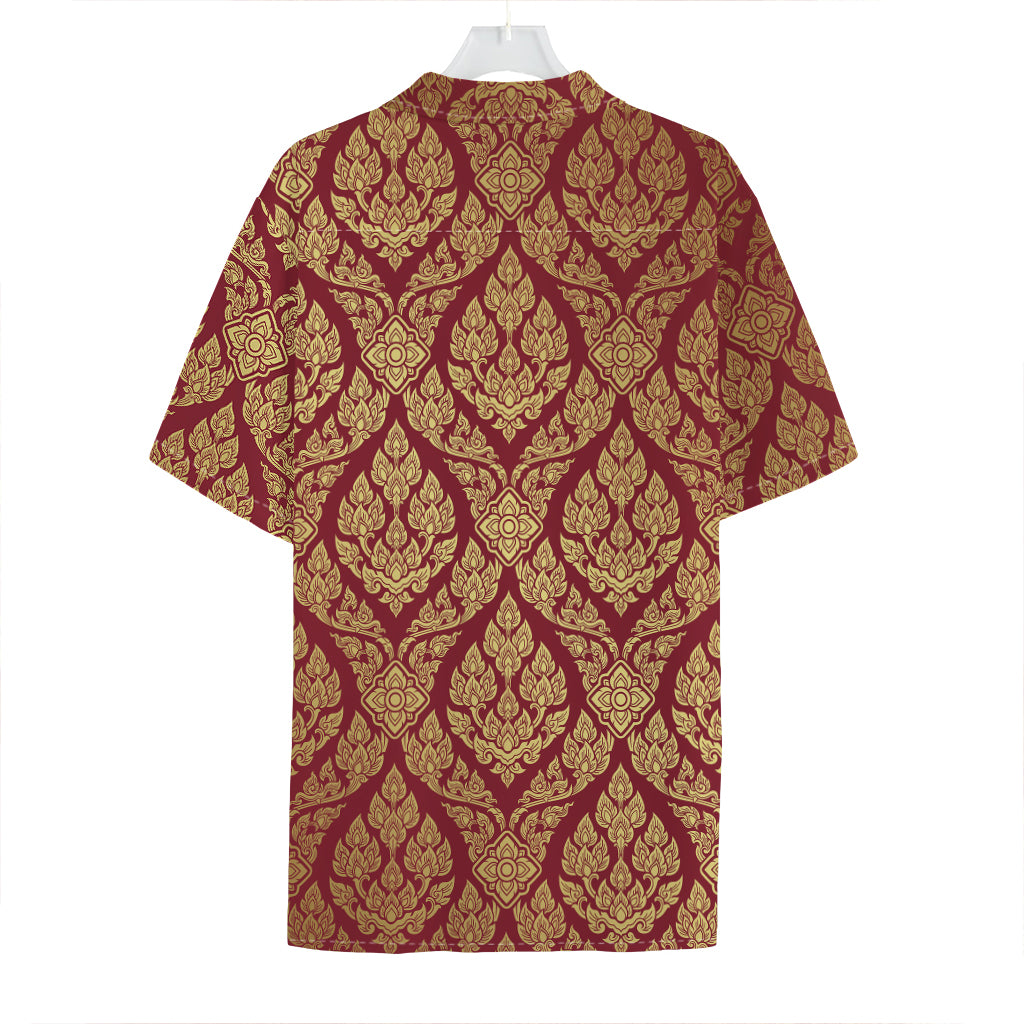 Gold And Red Thai Pattern Print Hawaiian Shirt