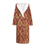 Gold And Red Thai Pattern Print Hooded Bathrobe