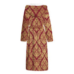 Gold And Red Thai Pattern Print Hooded Bathrobe