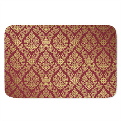 Gold And Red Thai Pattern Print Indoor Door Mat