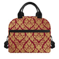 Gold And Red Thai Pattern Print Insulated Lunch Bag