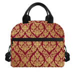 Gold And Red Thai Pattern Print Insulated Lunch Bag