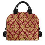 Gold And Red Thai Pattern Print Insulated Lunch Bag