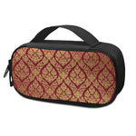 Gold And Red Thai Pattern Print Insulin Cooler Travel Case