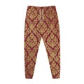 Gold And Red Thai Pattern Print Jogger Pants