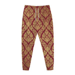 Gold And Red Thai Pattern Print Jogger Pants