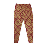 Gold And Red Thai Pattern Print Jogger Pants