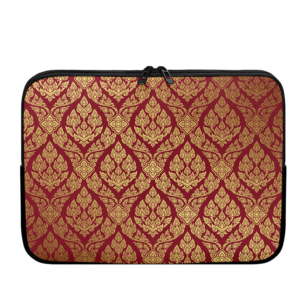 Gold And Red Thai Pattern Print Laptop Sleeve
