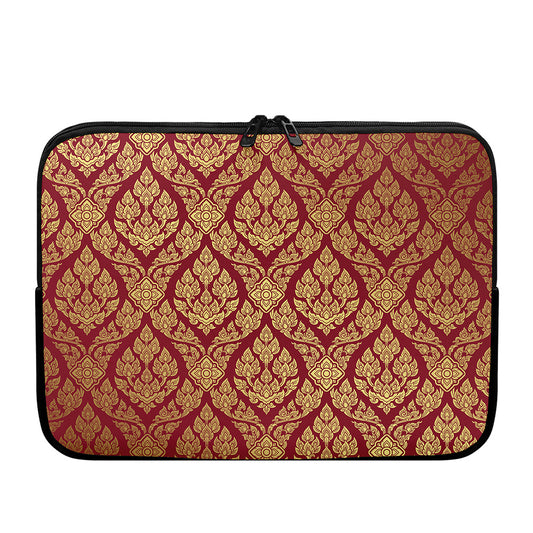 Gold And Red Thai Pattern Print Laptop Sleeve