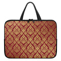 Gold And Red Thai Pattern Print Laptop Sleeve With Handle