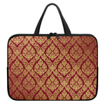 Gold And Red Thai Pattern Print Laptop Sleeve With Handle