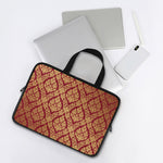 Gold And Red Thai Pattern Print Laptop Sleeve With Handle