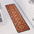 Gold And Red Thai Pattern Print Long Kitchen Mat