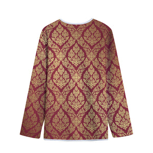 Gold And Red Thai Pattern Print Long Sleeve Short Coat