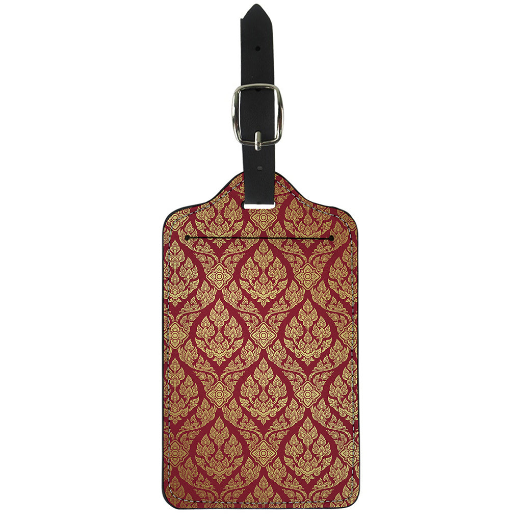 Gold And Red Thai Pattern Print Luggage Tag