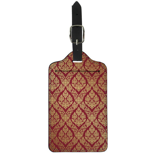 Gold And Red Thai Pattern Print Luggage Tag