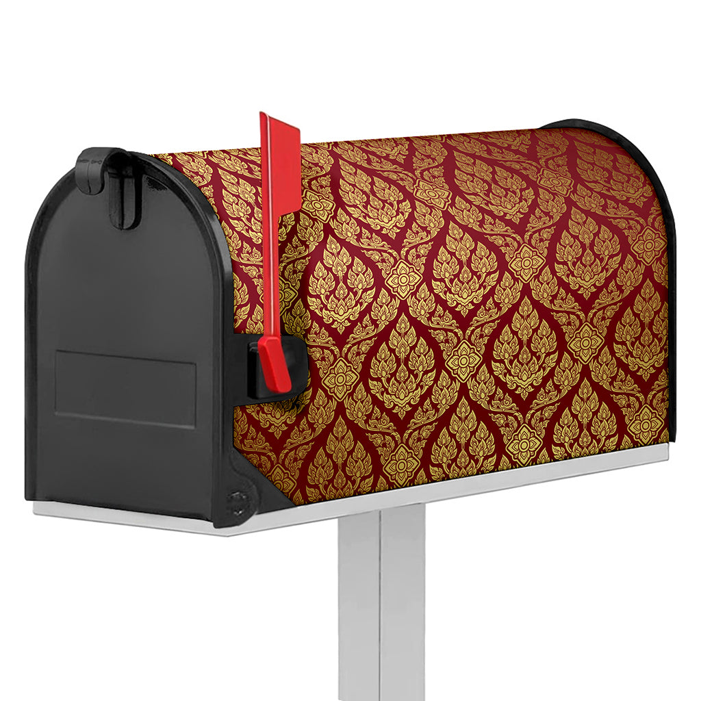 Gold And Red Thai Pattern Print Mailbox Cover