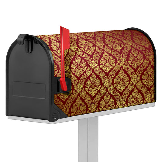 Gold And Red Thai Pattern Print Mailbox Cover