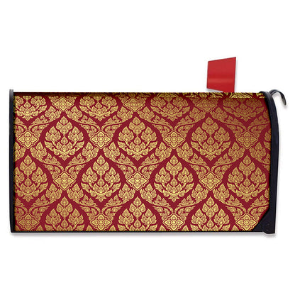 Gold And Red Thai Pattern Print Mailbox Cover