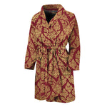 Gold And Red Thai Pattern Print Men's Bathrobe
