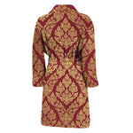Gold And Red Thai Pattern Print Men's Bathrobe