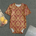 Gold And Red Thai Pattern Print Men's Bodysuit