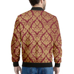 Gold And Red Thai Pattern Print Men's Bomber Jacket