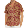 Gold And Red Thai Pattern Print Men's Deep V-Neck Shirt