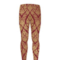 Gold And Red Thai Pattern Print Men's Leggings