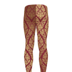 Gold And Red Thai Pattern Print Men's leggings