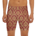 Gold And Red Thai Pattern Print Men's Long Boxer Briefs