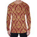 Gold And Red Thai Pattern Print Men's Long Sleeve T-Shirt