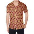 Gold And Red Thai Pattern Print Men's Shirt