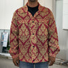 Gold And Red Thai Pattern Print Men's Shirt Jacket