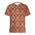 Gold And Red Thai Pattern Print Men's Athletic T-Shirt