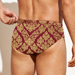Gold And Red Thai Pattern Print Men's Swim Briefs