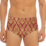 Gold And Red Thai Pattern Print Men's Triangle Swim Briefs