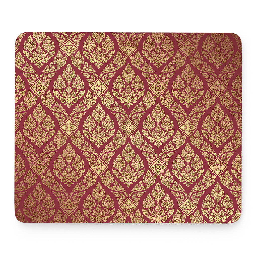 Gold And Red Thai Pattern Print Mouse Pad