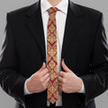 Gold And Red Thai Pattern Print Necktie