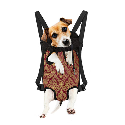 Gold And Red Thai Pattern Print Pet Carrier Backpack