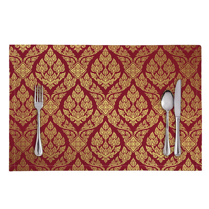 Gold And Red Thai Pattern Print Placemat