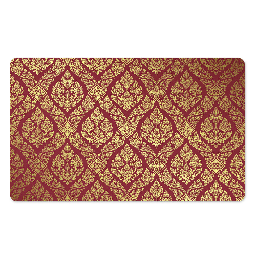 Gold And Red Thai Pattern Print Polyester Doormat