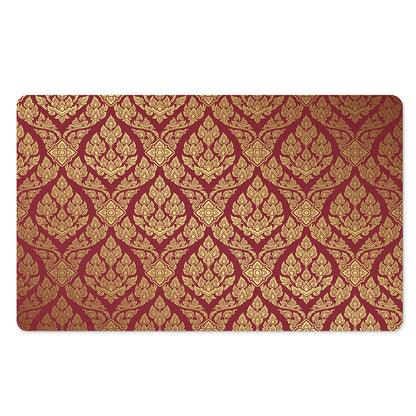 Gold And Red Thai Pattern Print Polyester Doormat