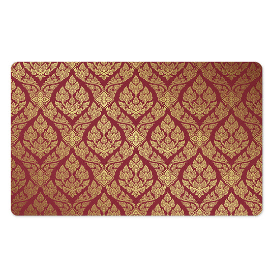 Gold And Red Thai Pattern Print Polyester Doormat