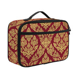 Gold And Red Thai Pattern Print Portable Lunch Bag